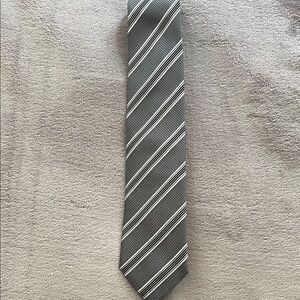 Armani Collezioni Gray and White Striped Tie
